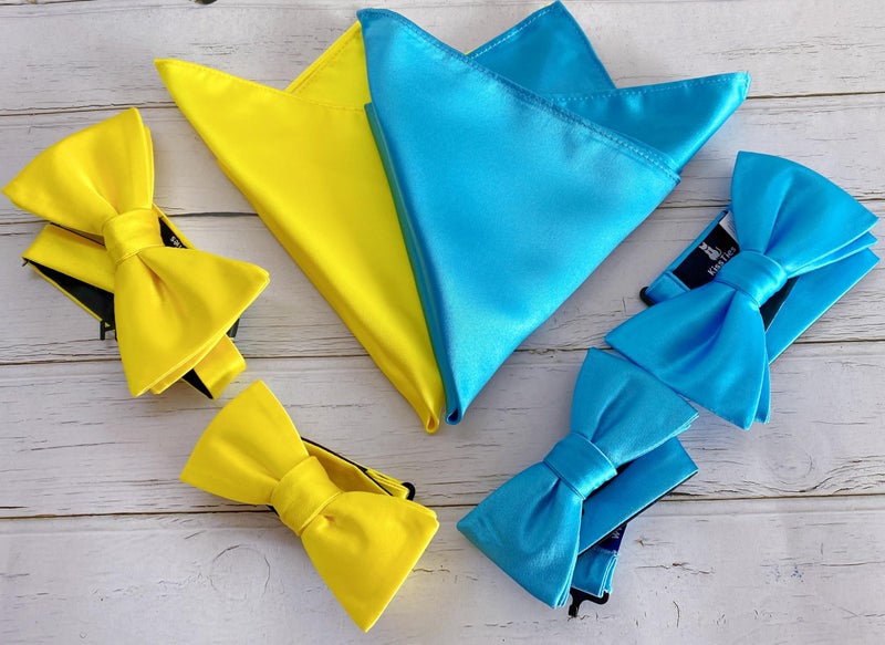 KissTies Boys' Bow Tie Bright Yellow Satin Bowtie For Kids Boys Bows + Gift Box - Image 3